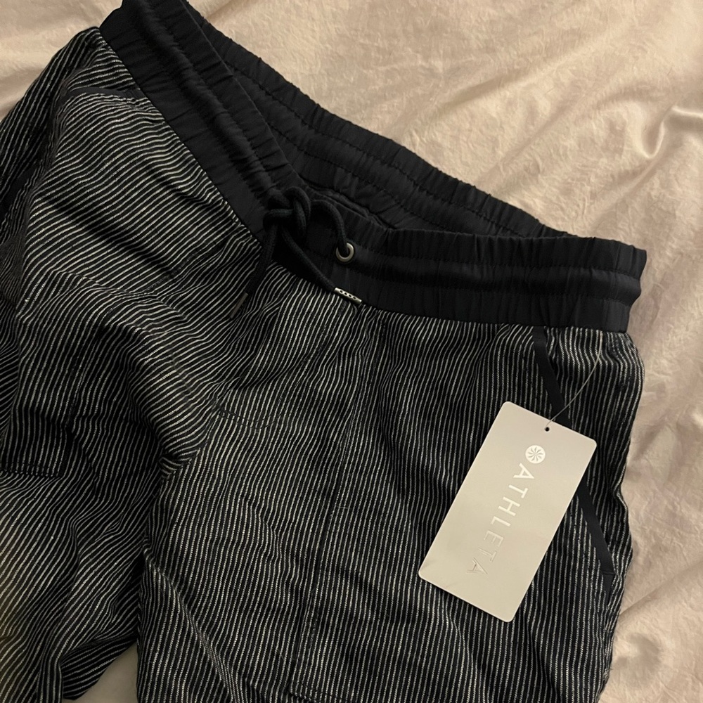 Athleta Cabo linen stripe pants